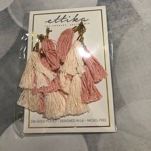 Ettika Pink Tassel Gold Plated Earrings